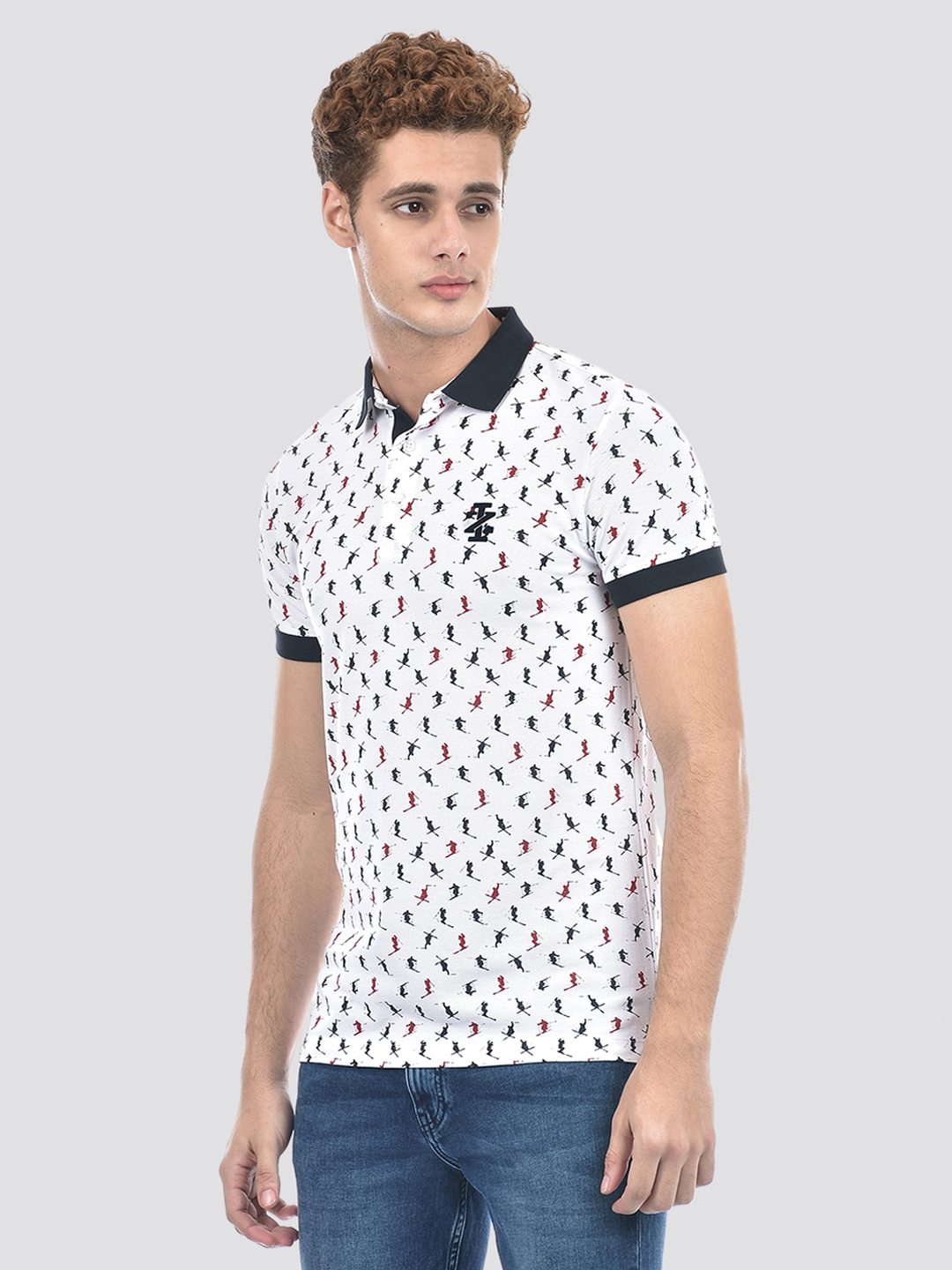 Izod Men's Half Sleeve Printed White Polo T-Shirt