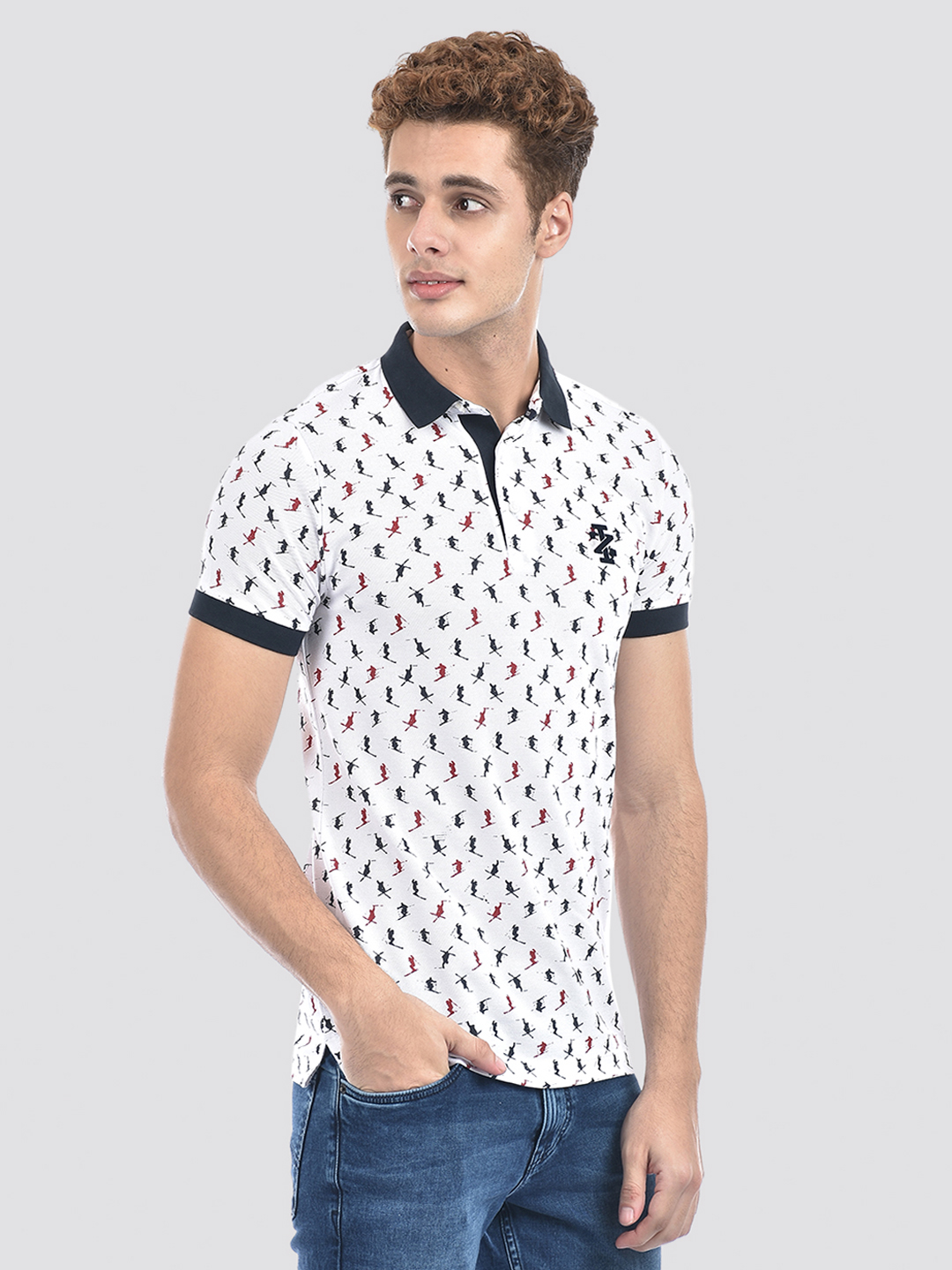 Izod Men's Half Sleeve Printed White Polo T-Shirt