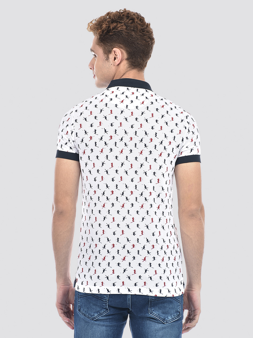 Izod Men's Half Sleeve Printed White Polo T-Shirt