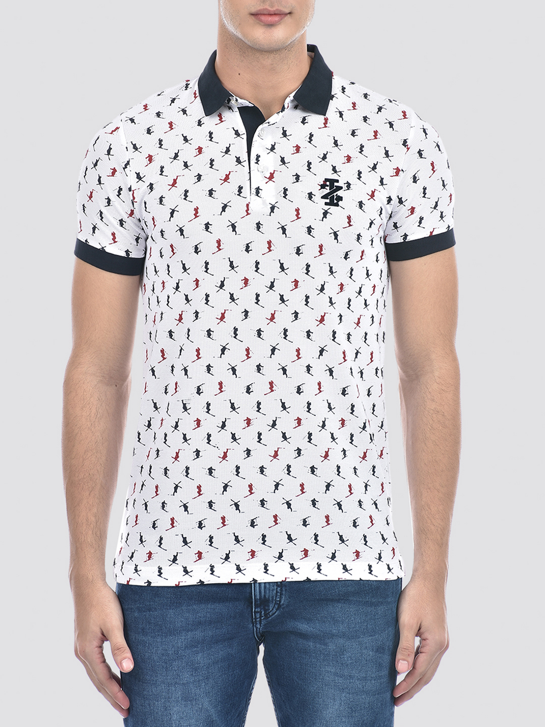 Izod Men's Half Sleeve Printed White Polo T-Shirt