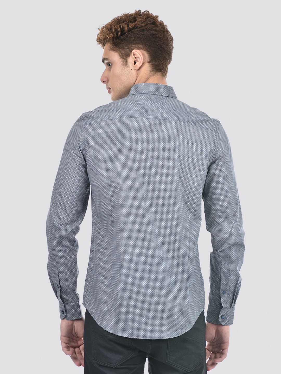 Izod Men's Full Sleeve Printed Blue Shirt