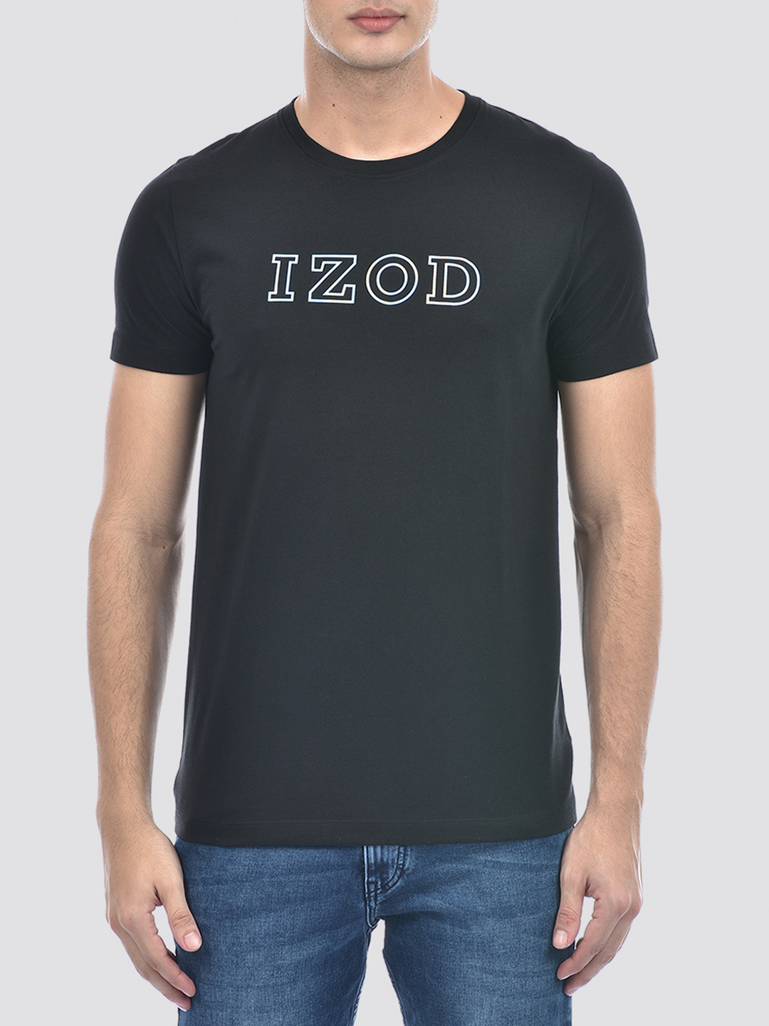 Izod Men's Applique Black Round Neck T-Shirt