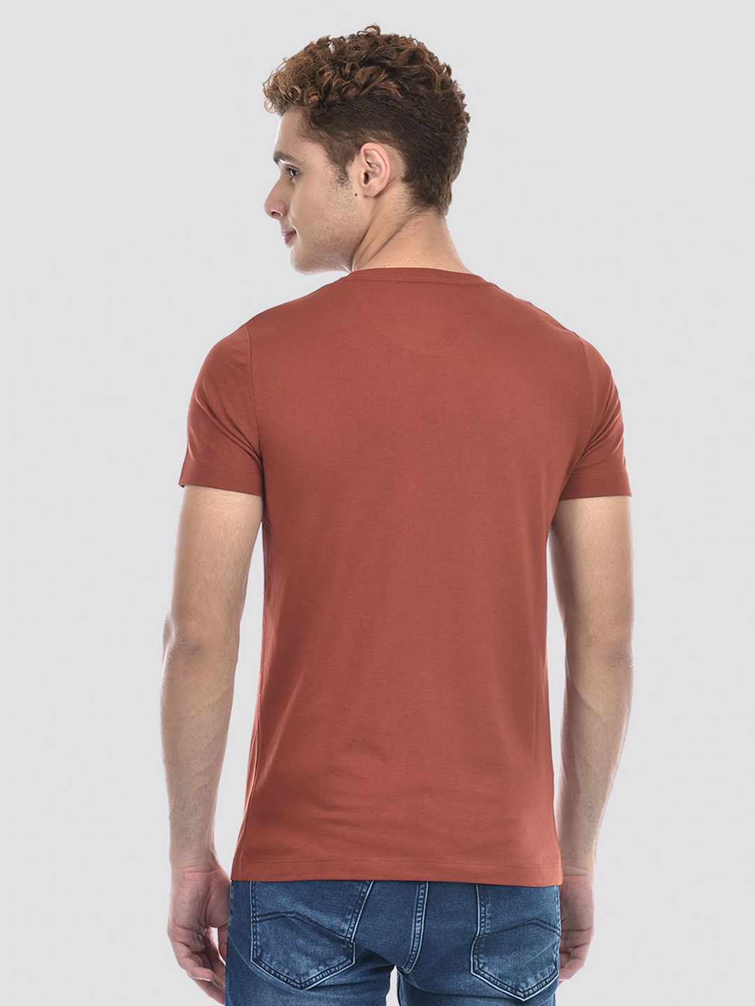 Izod Men's Textured Brown Round Neck T-Shirt