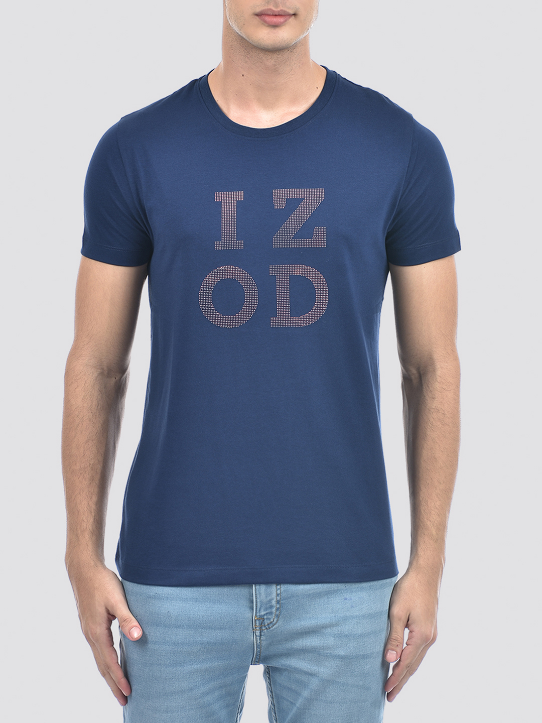 Izod Men's Textured Blue Round Neck T-Shirt