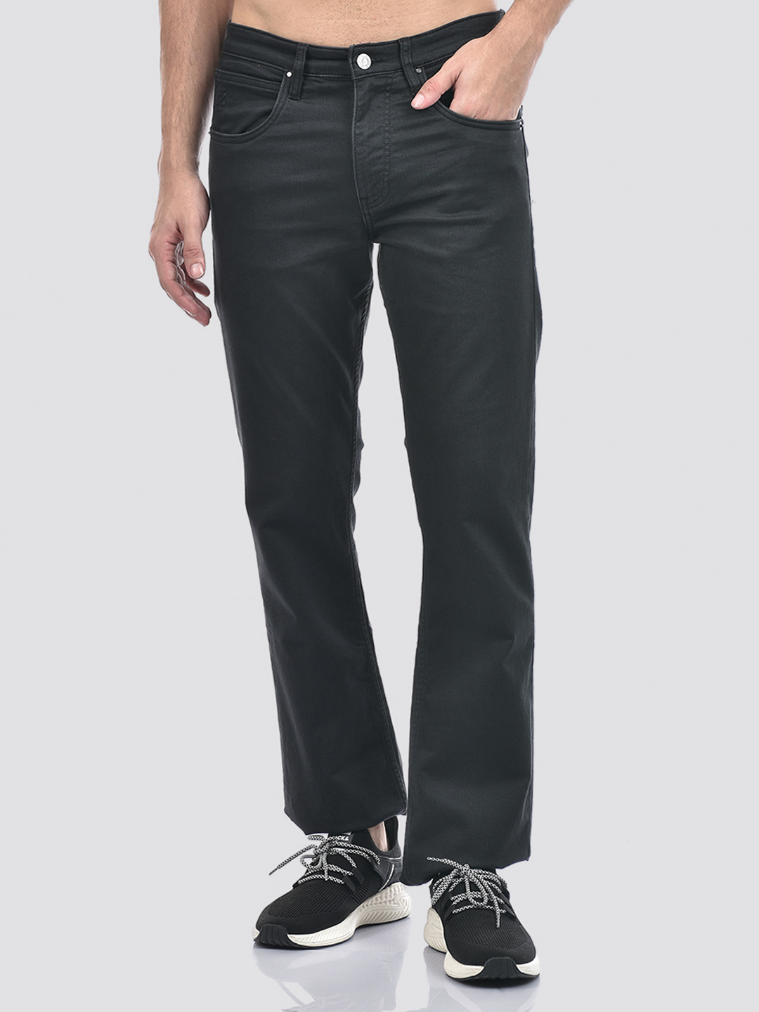 Izod Men's Solid Dark Grey Bootcut Jeans