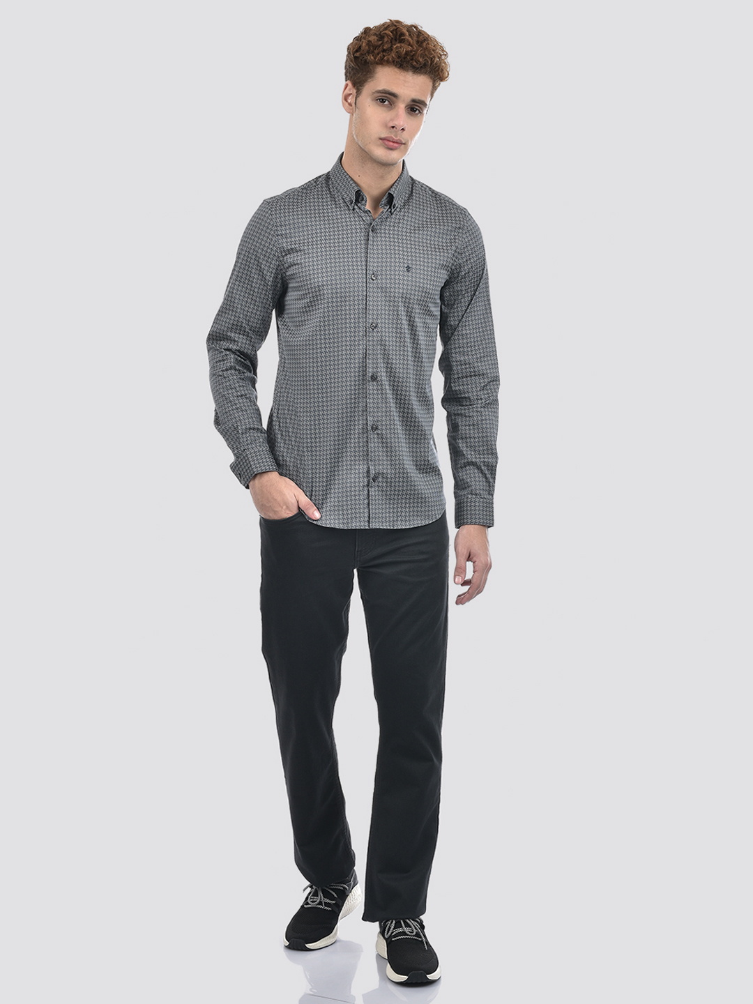 Izod Men's Solid Dark Grey Bootcut Jeans