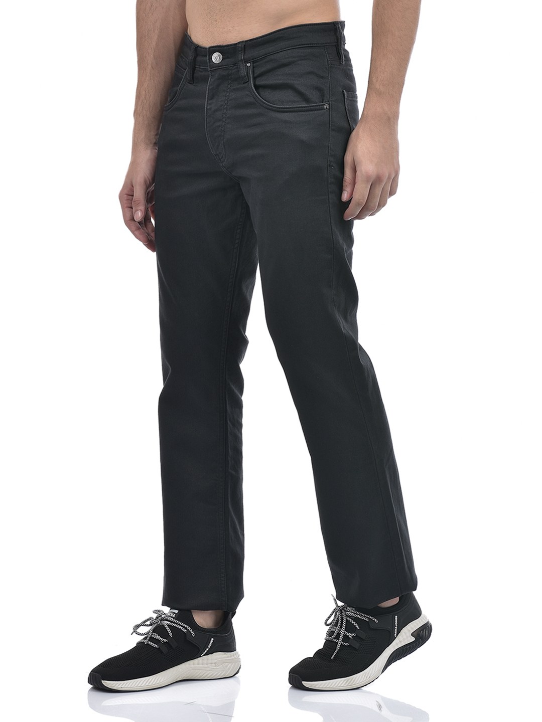 Izod Men's Solid Dark Grey Bootcut Jeans