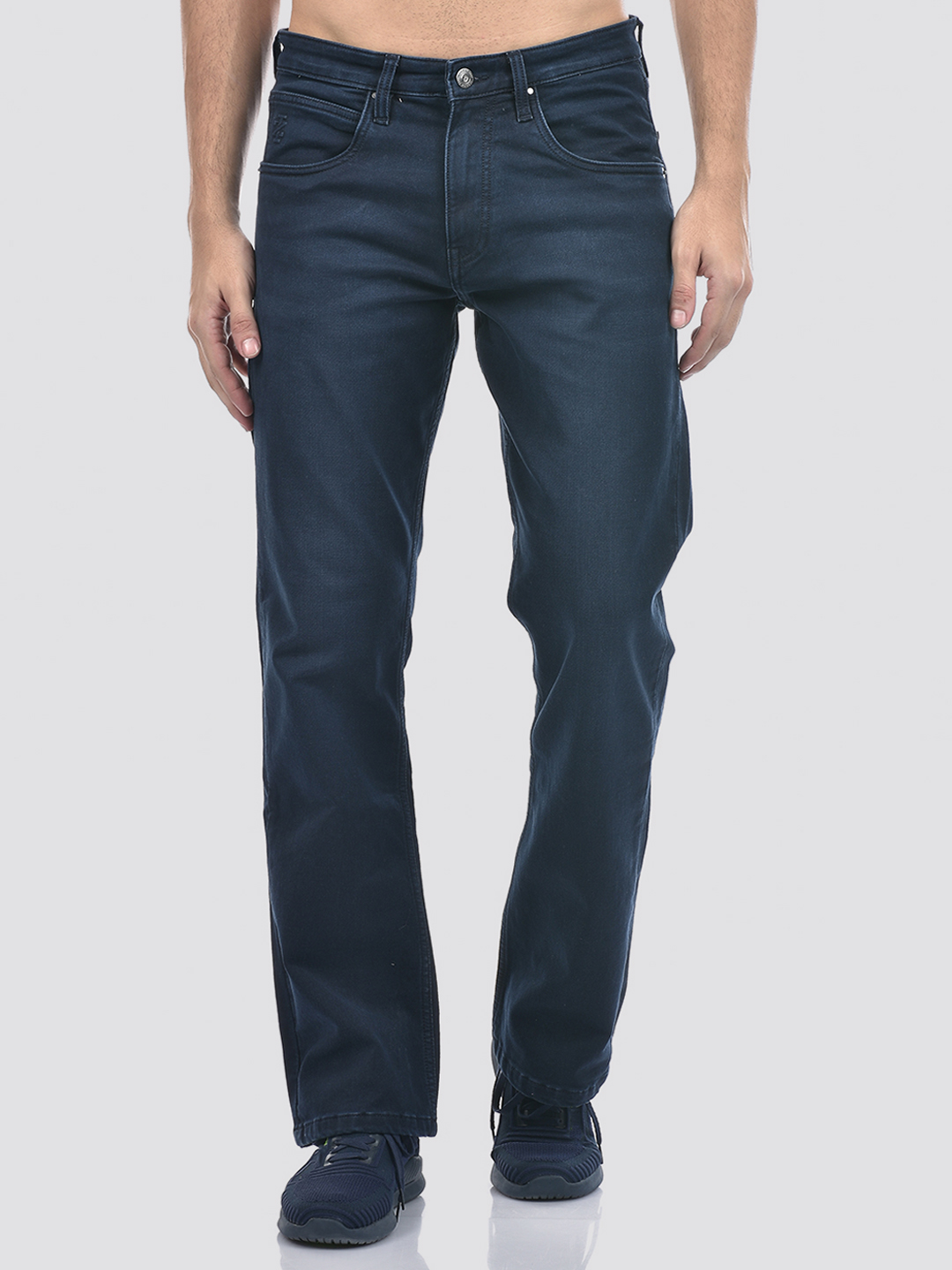 Izod Men's Solid Dark Blue Bootcut Jeans