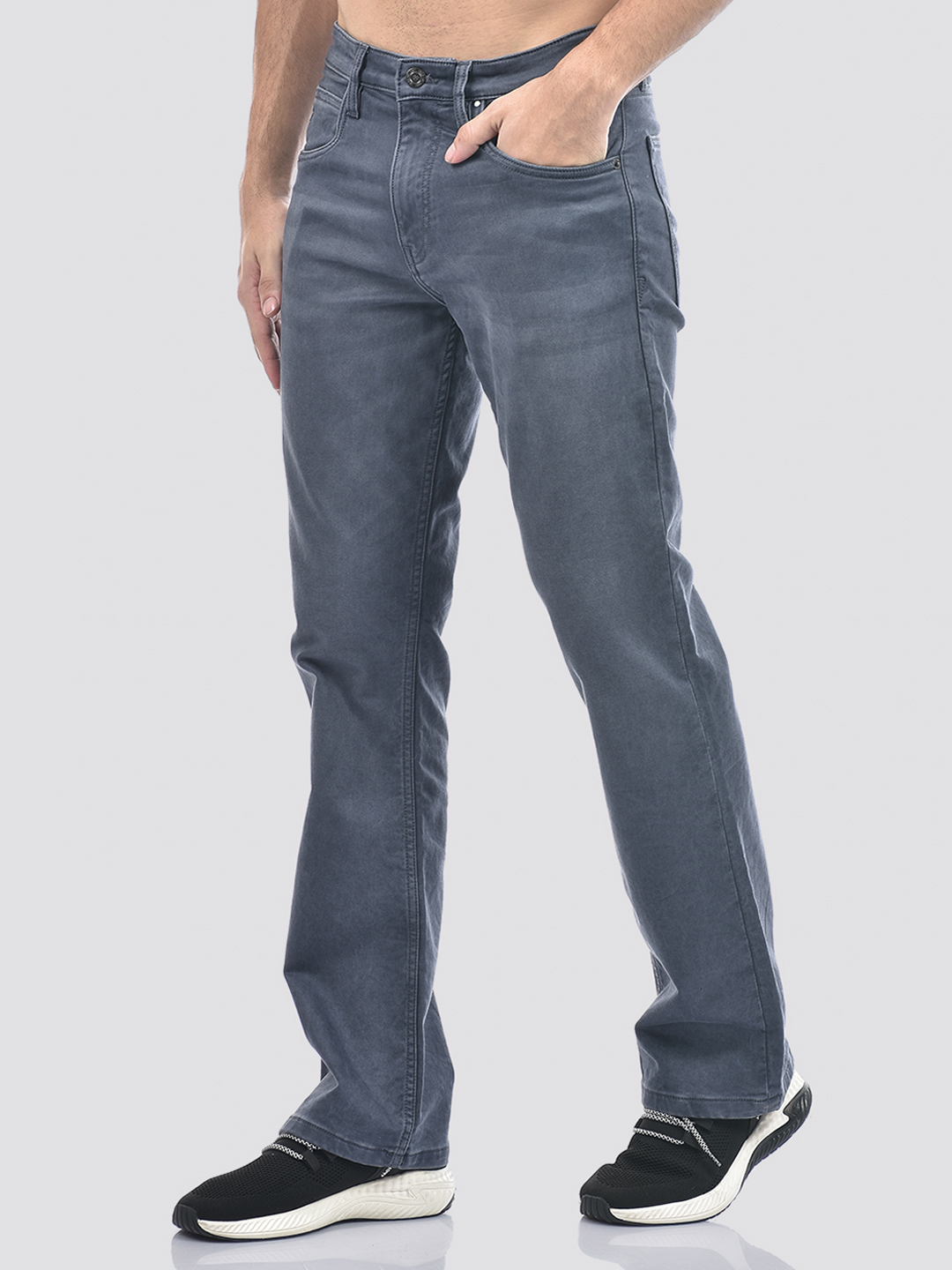 Izod Men's Solid Grey Bootcut Jeans