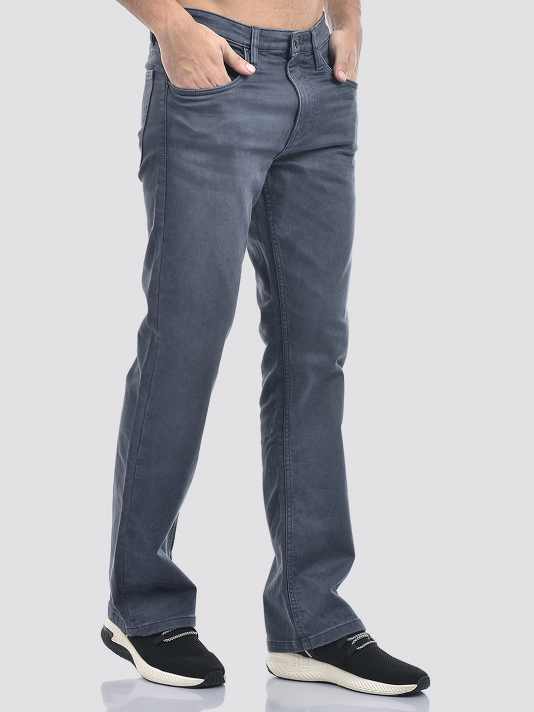 Izod Men's Solid Grey Bootcut Jeans