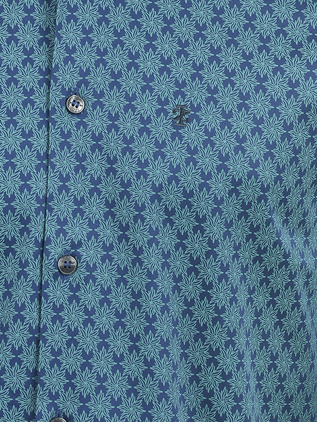 Izod Men's Full Sleeve Floral Print Blue Shirt