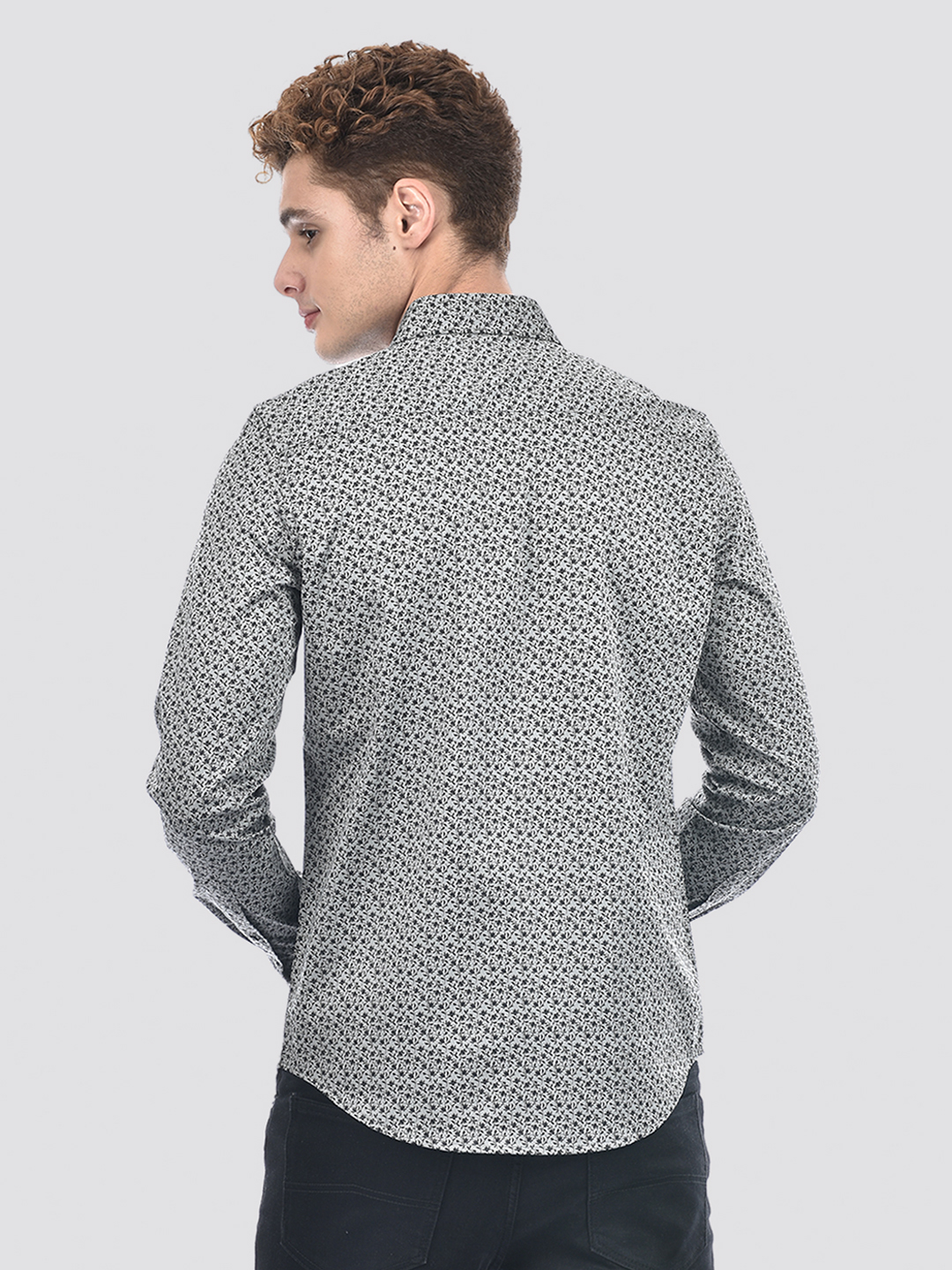 Izod Men's Full Sleeve Printed Grey Shirt