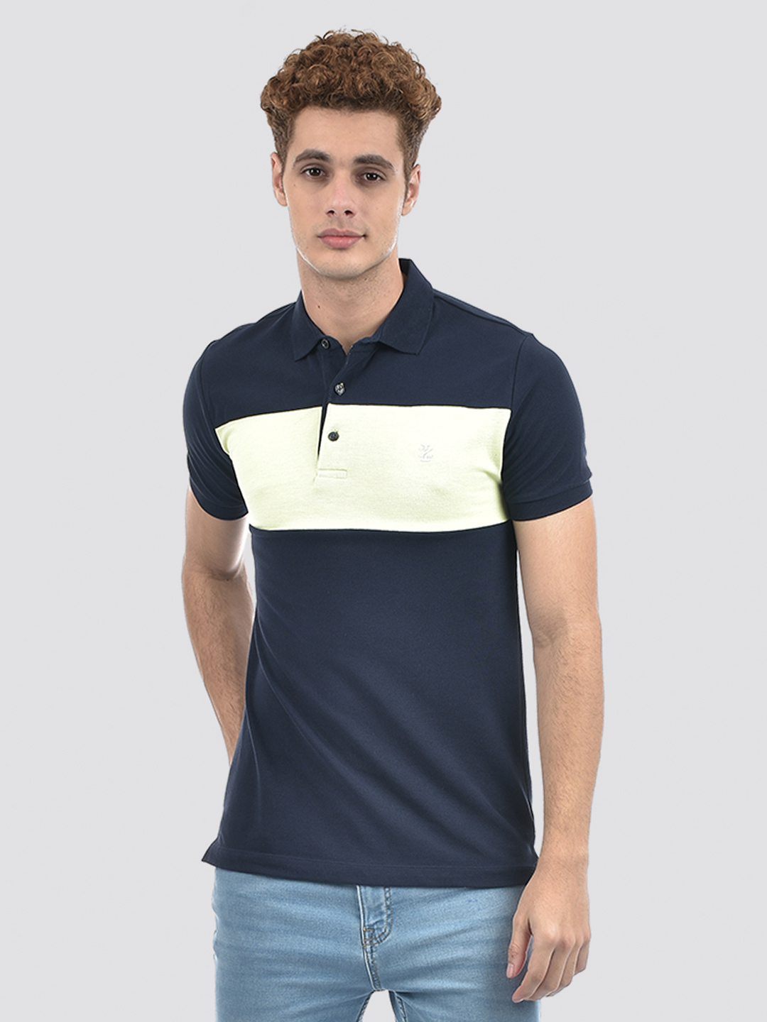 Izod Men's Color Block Navy Round Neck T-Shirt