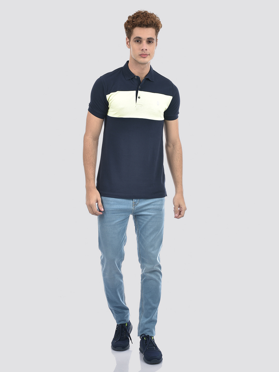 Izod Men's Color Block Navy Round Neck T-Shirt