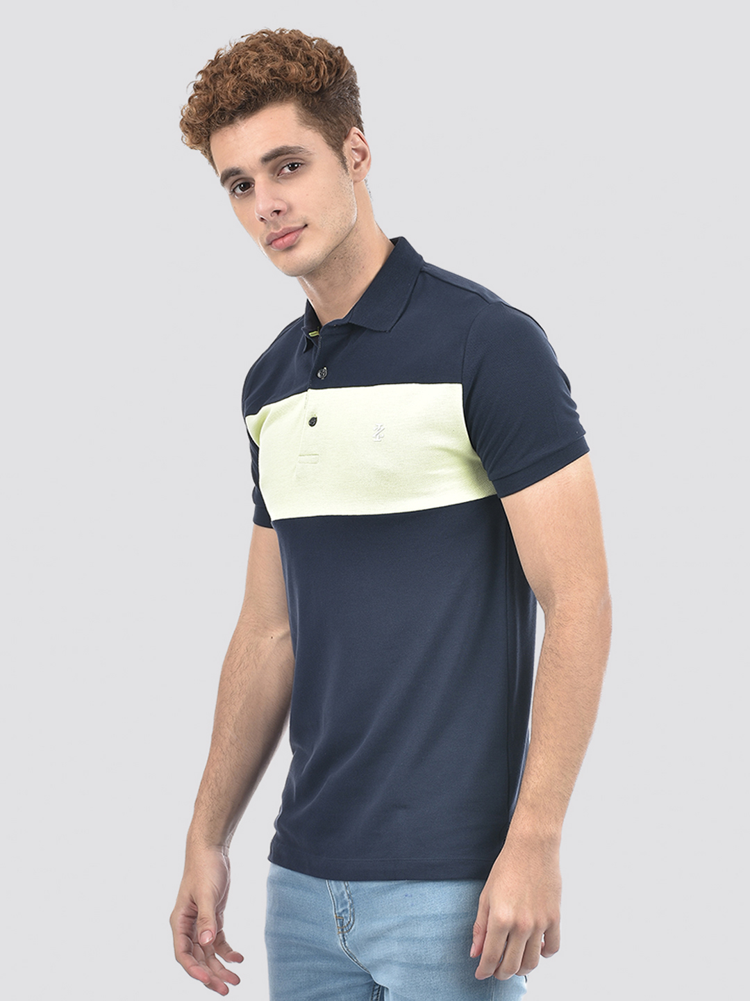 Izod Men's Color Block Navy Round Neck T-Shirt