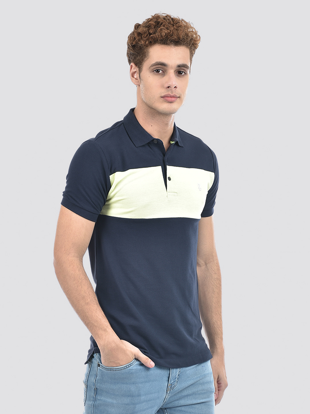 Izod Men's Color Block Navy Round Neck T-Shirt