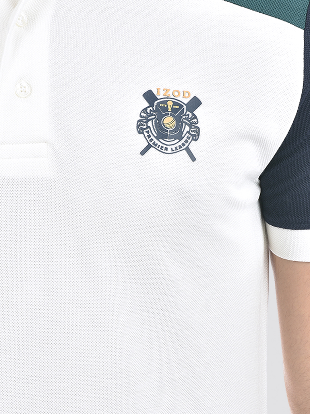 Izod Men's Color Block White Round Neck T-Shirt