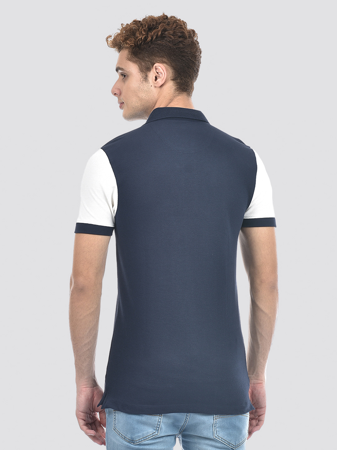 Izod Men's Color Block Navy Round Neck T-Shirt