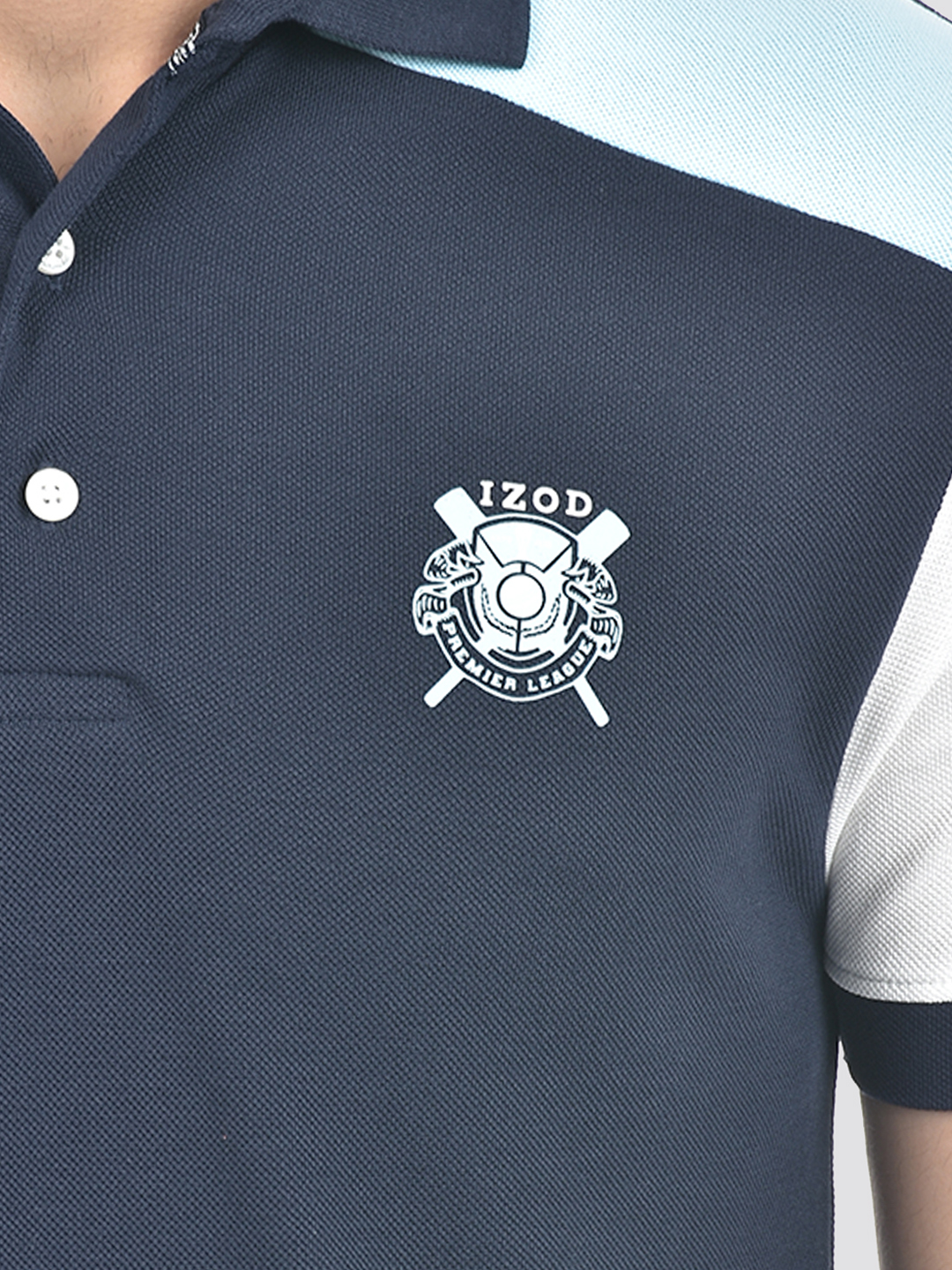 Izod Men's Color Block Navy Round Neck T-Shirt