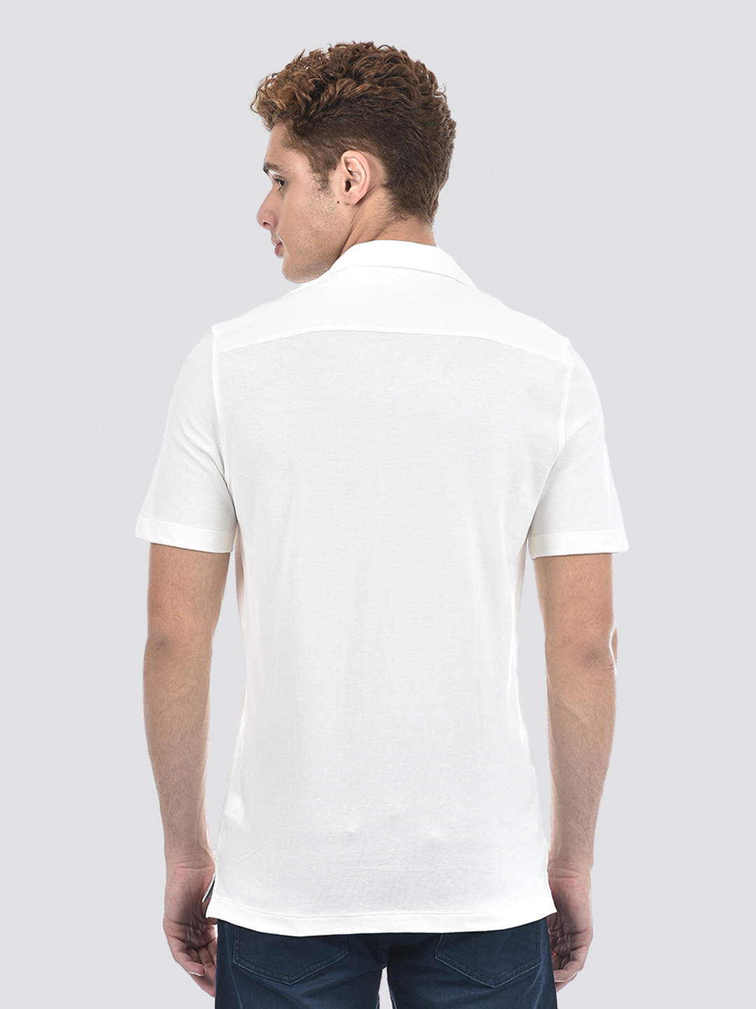 Izod Men's Half Sleeve Striped White Shirt