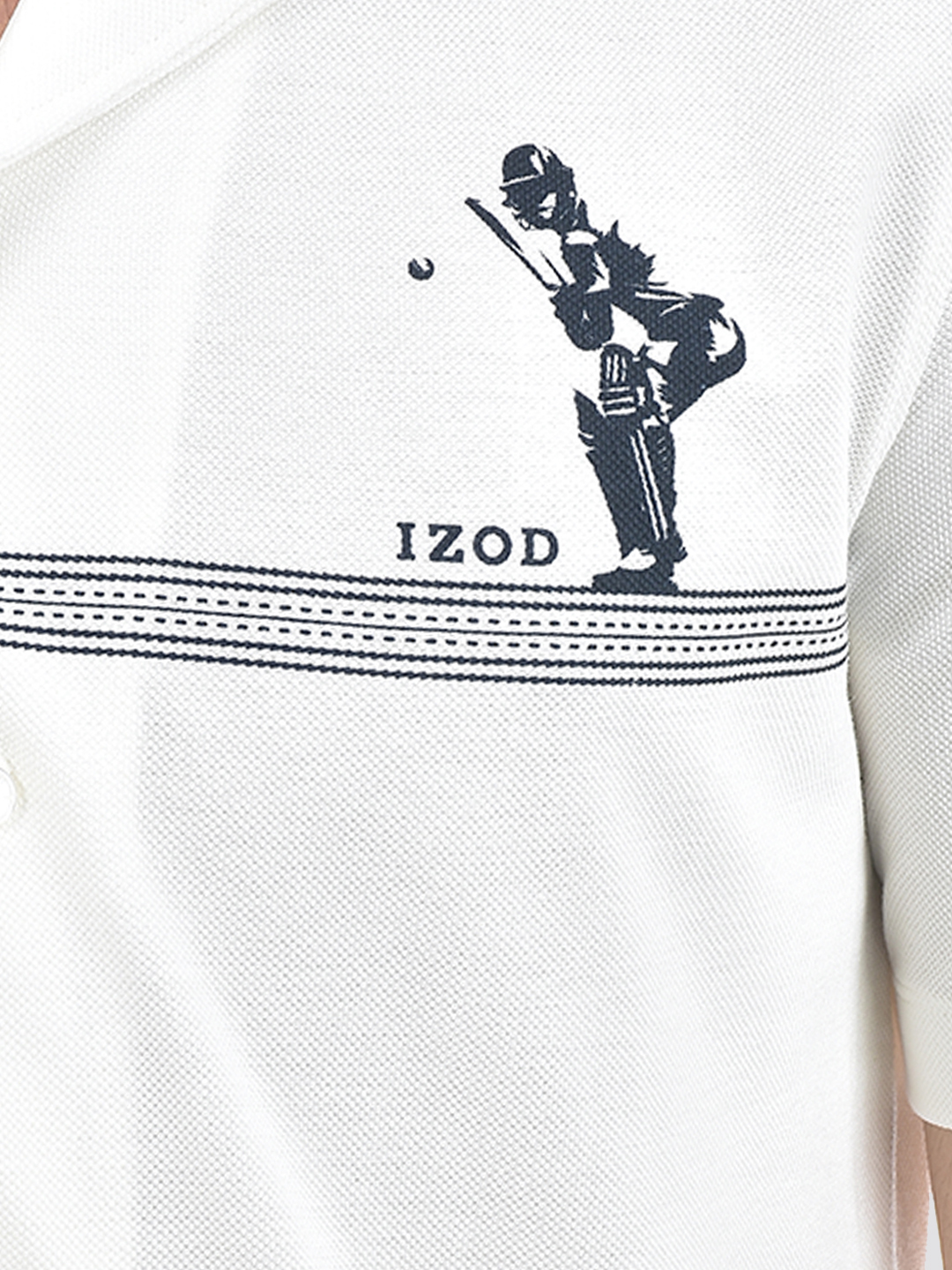 Izod Men's Half Sleeve Striped White Shirt