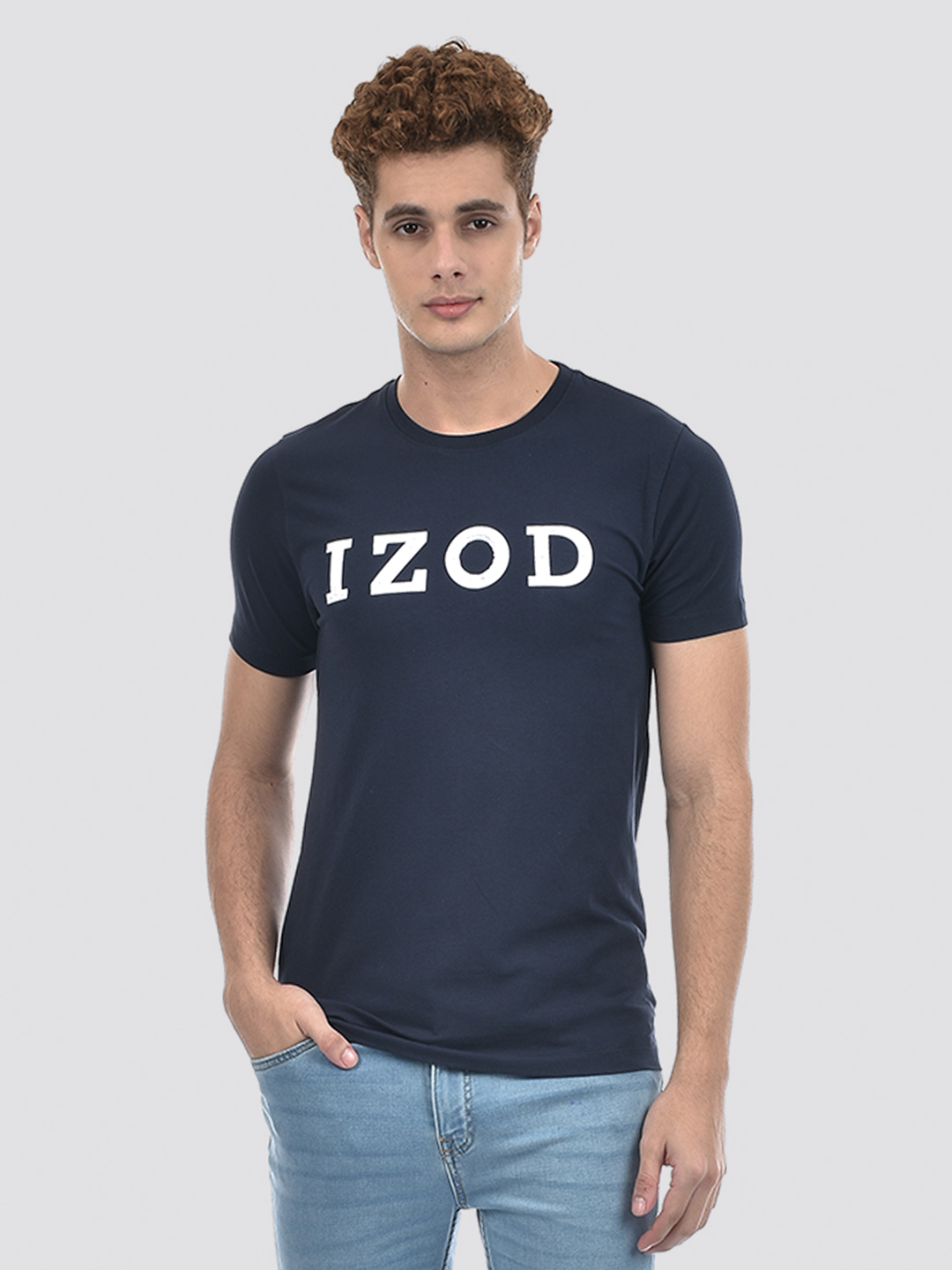Izod Men's Applique Navy Round Neck T-Shirt