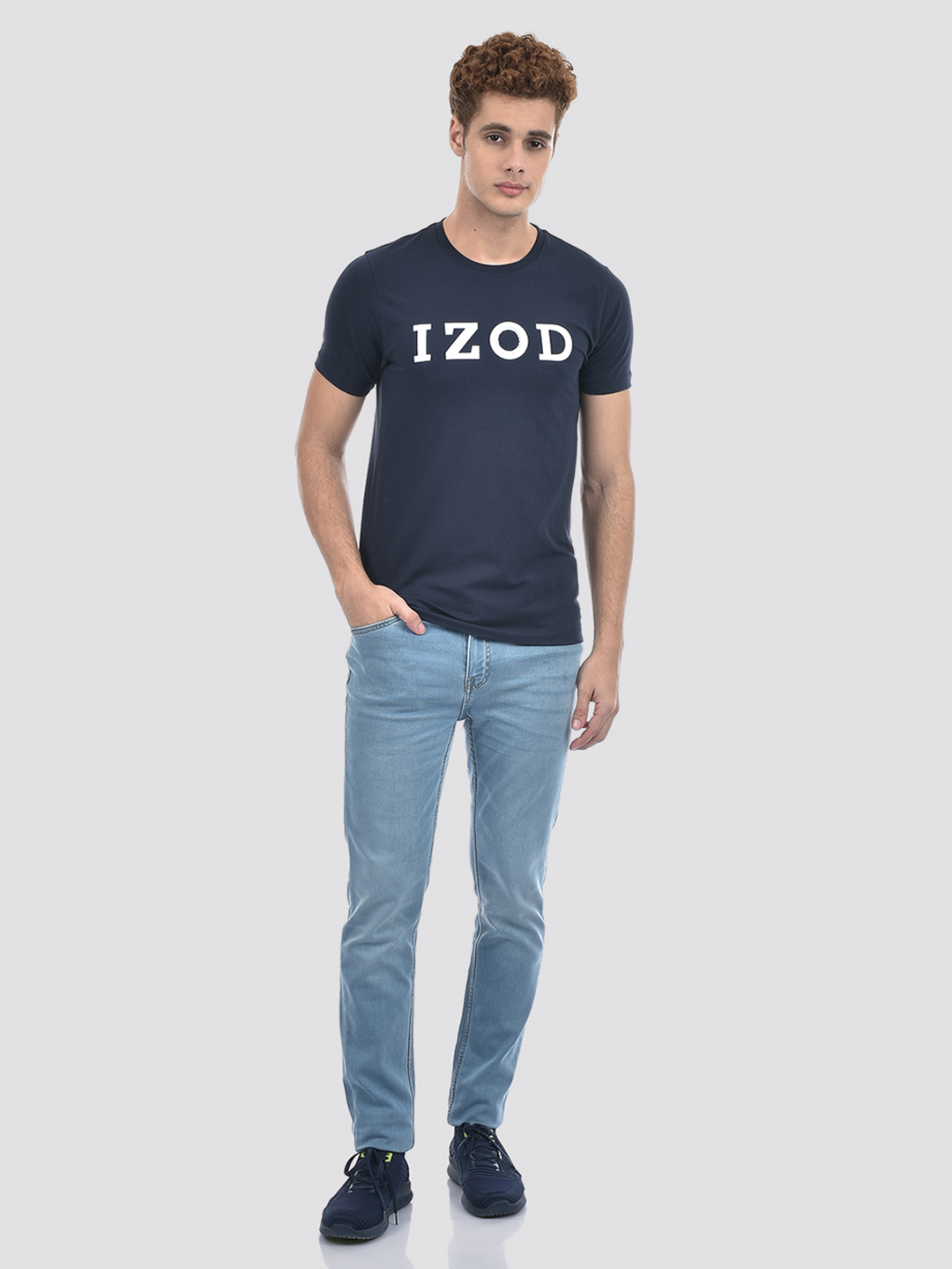 Izod Men's Applique Navy Round Neck T-Shirt