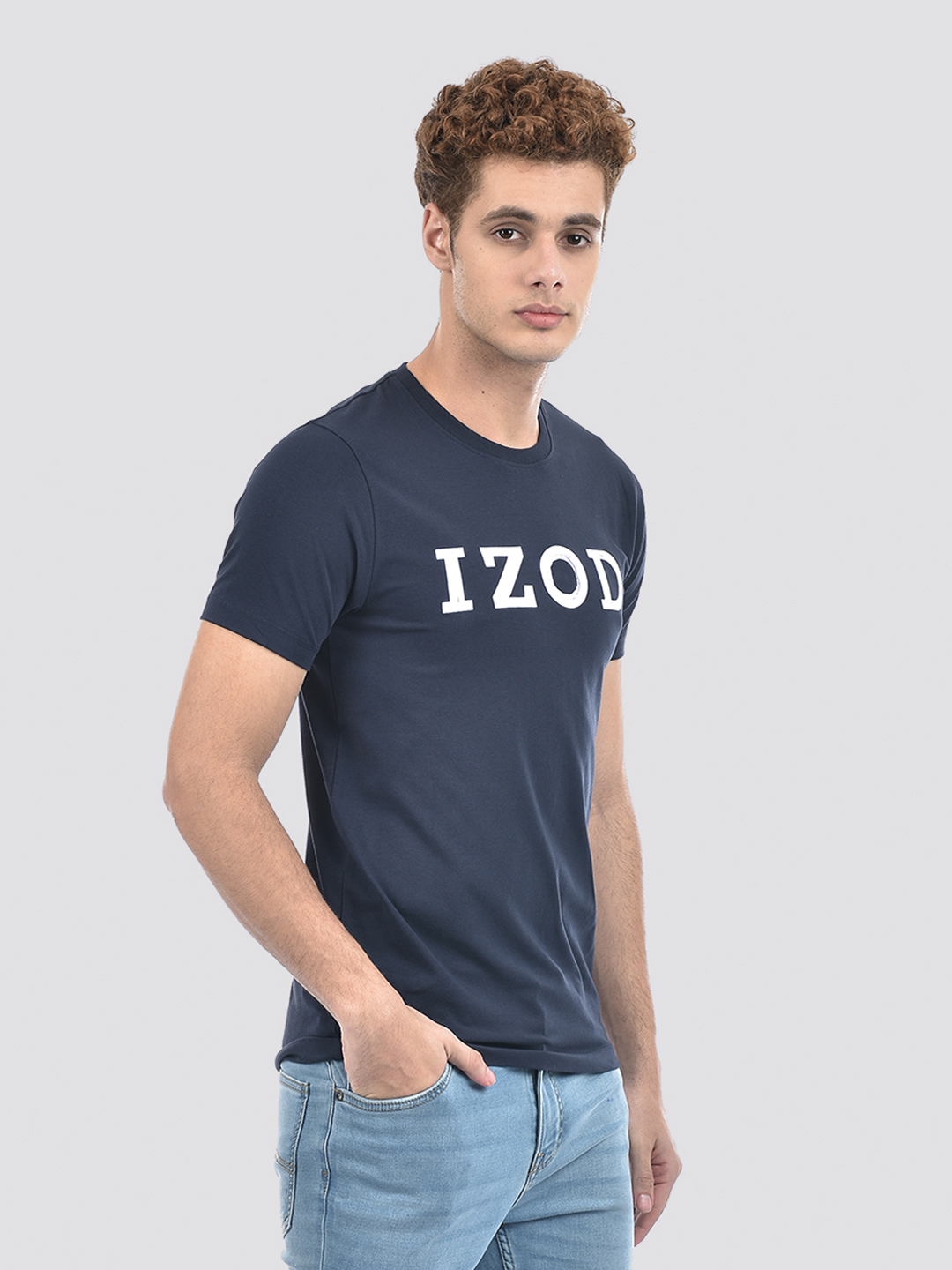 Izod Men's Applique Navy Round Neck T-Shirt