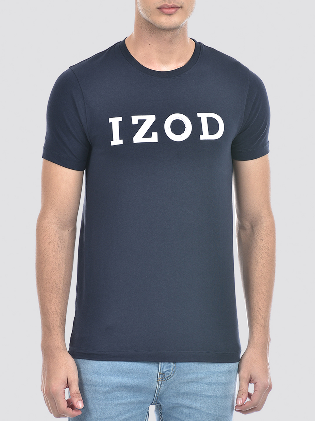 Izod Men's Applique Navy Round Neck T-Shirt