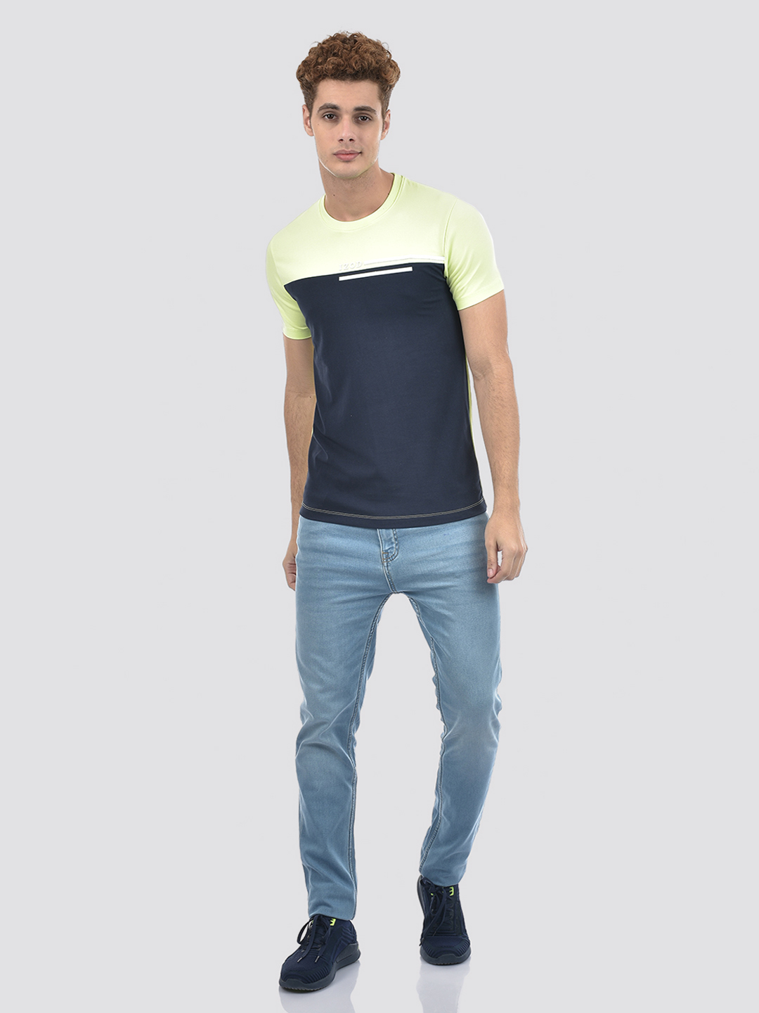 Izod Men's Color Block Green Round Neck T-Shirt