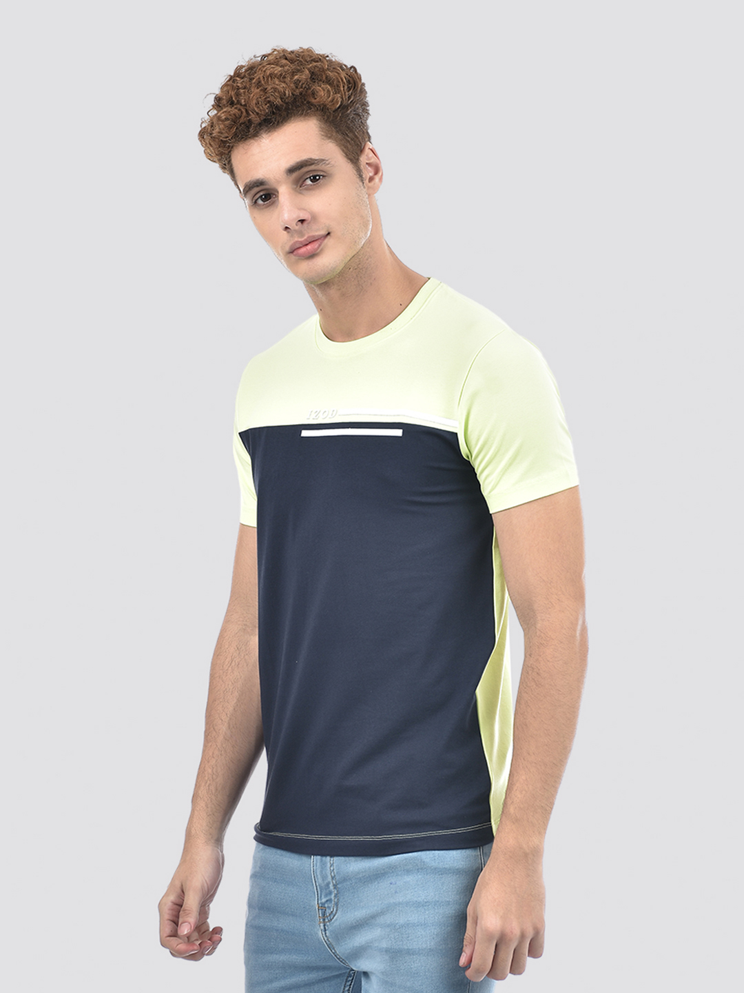Izod Men's Color Block Green Round Neck T-Shirt