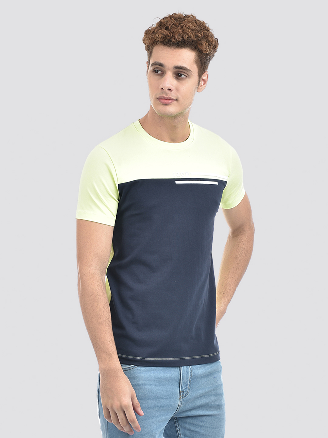 Izod Men's Color Block Green Round Neck T-Shirt
