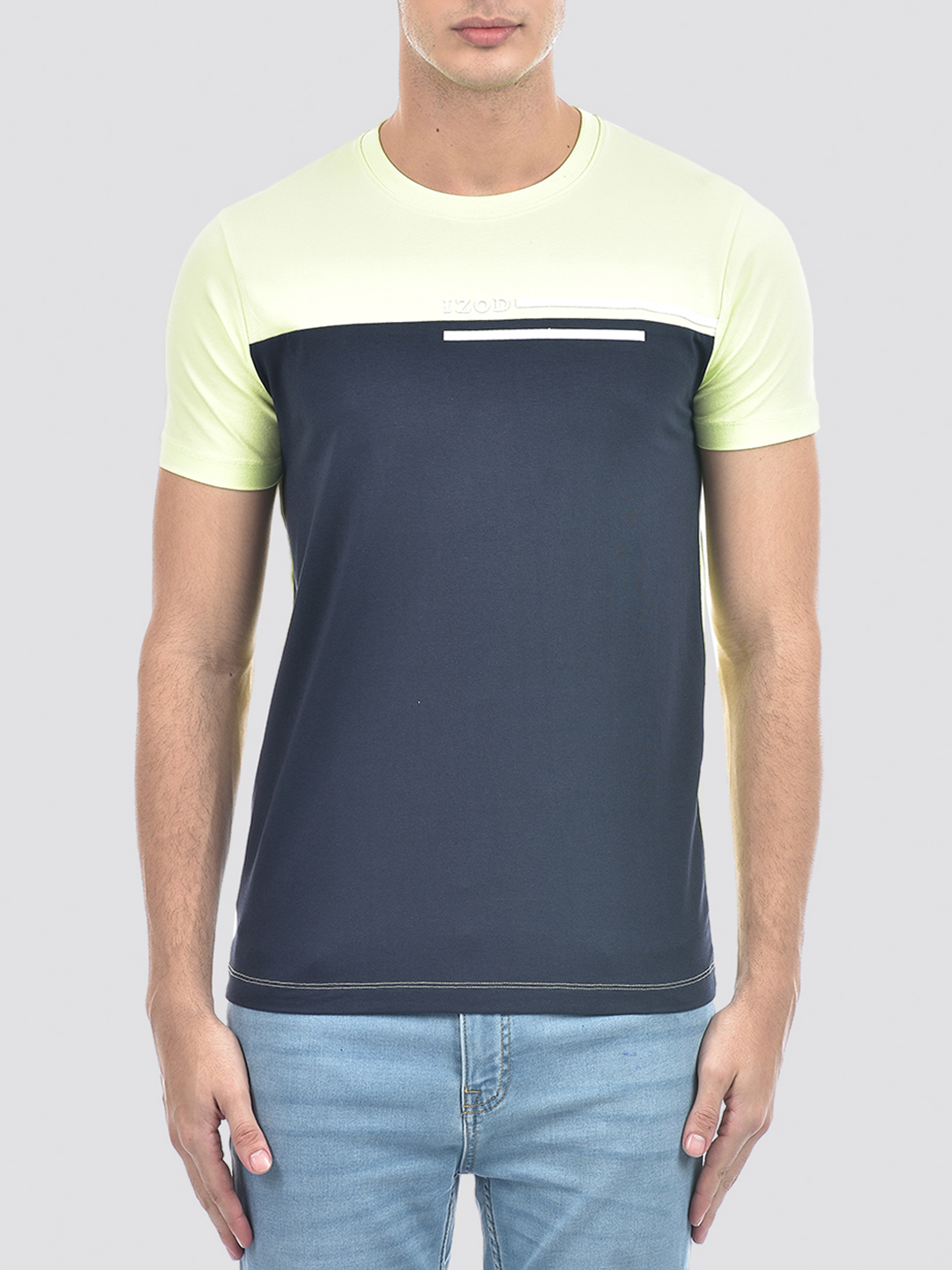 Izod Men's Color Block Green Round Neck T-Shirt