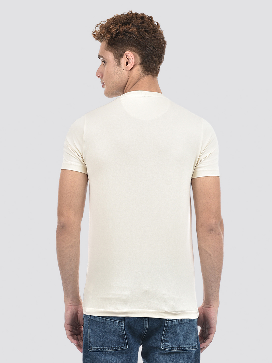 Izod Men's Printed Beige Round Neck T-Shirt