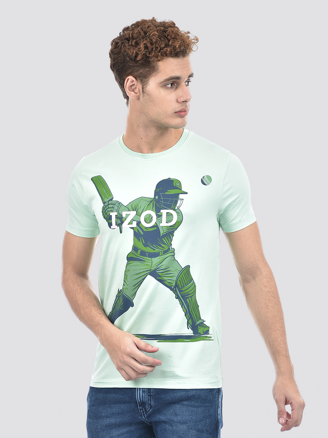 Izod Men's Graphic Print Green Round Neck T-Shirt