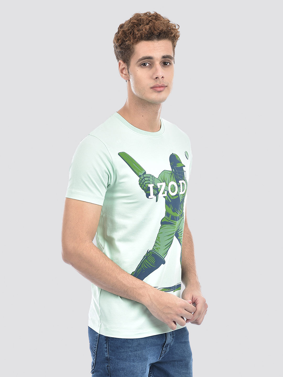 Izod Men's Graphic Print Green Round Neck T-Shirt