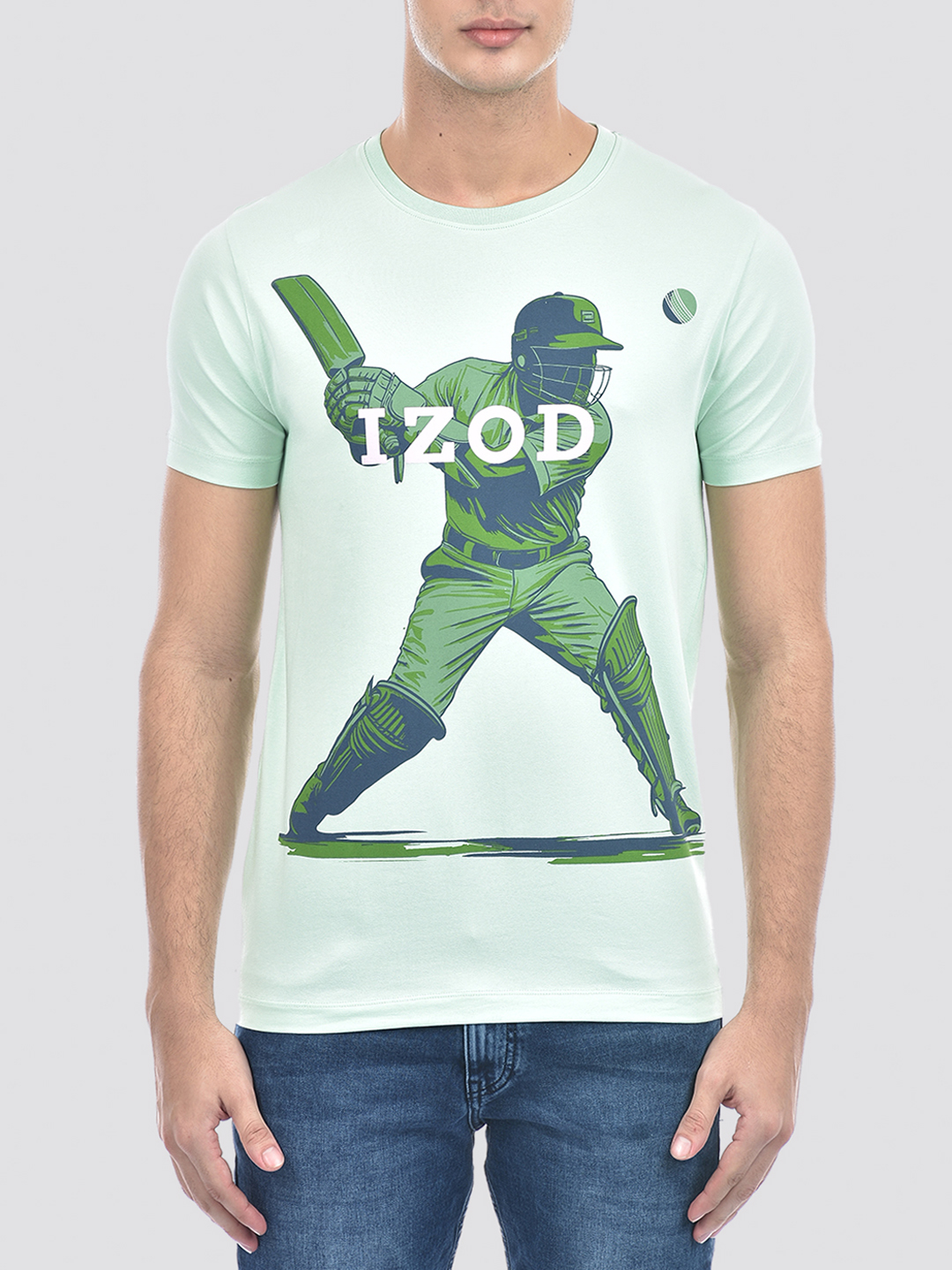 Izod Men's Graphic Print Green Round Neck T-Shirt