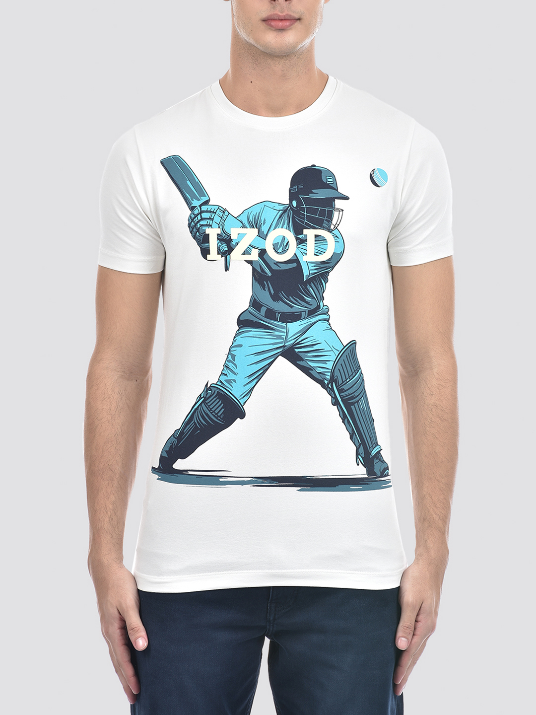 Izod Men's Graphic Print White Round Neck T-Shirt