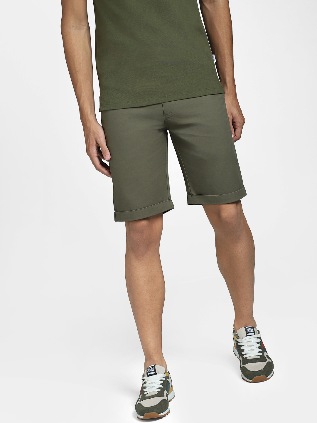 Jack & Jones Men Solid Green Shorts
