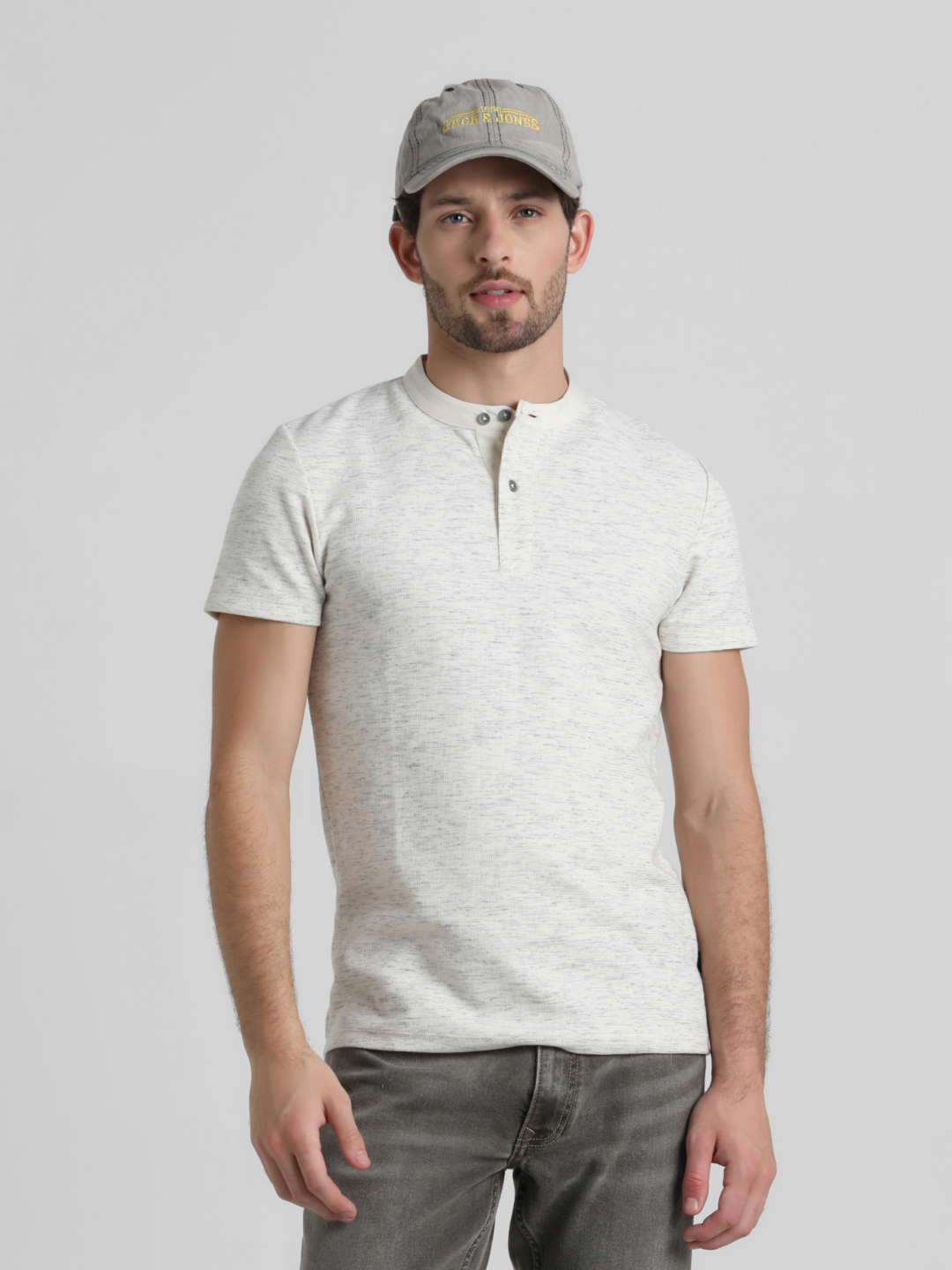 Jack & Jones Men Solid White T-Shirt