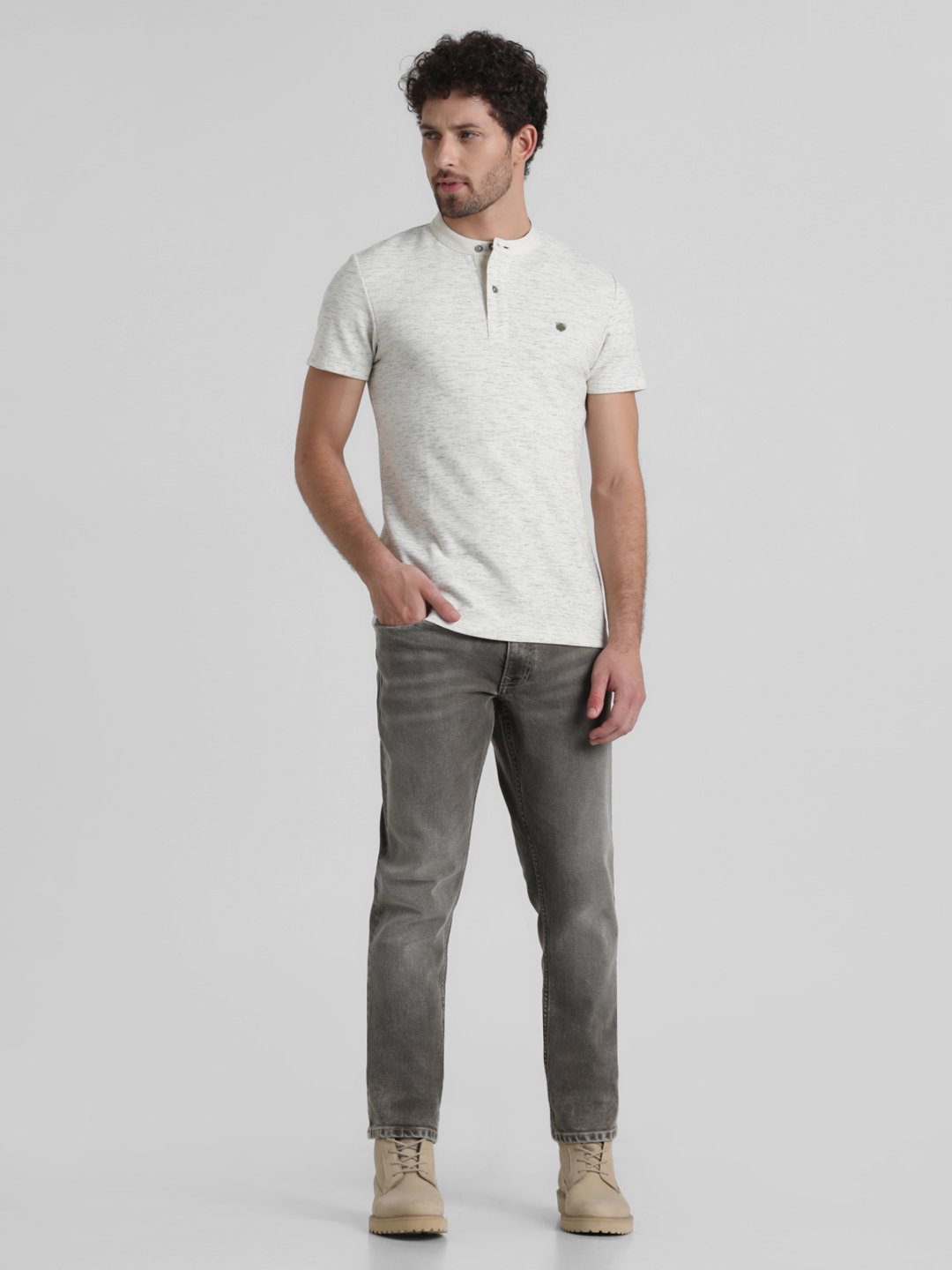 Jack & Jones Men Solid White T-Shirt