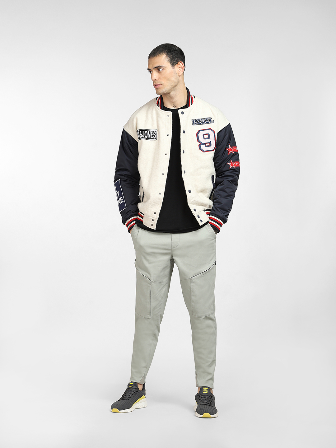 Jack & Jones Men Solid Grey Track Pants