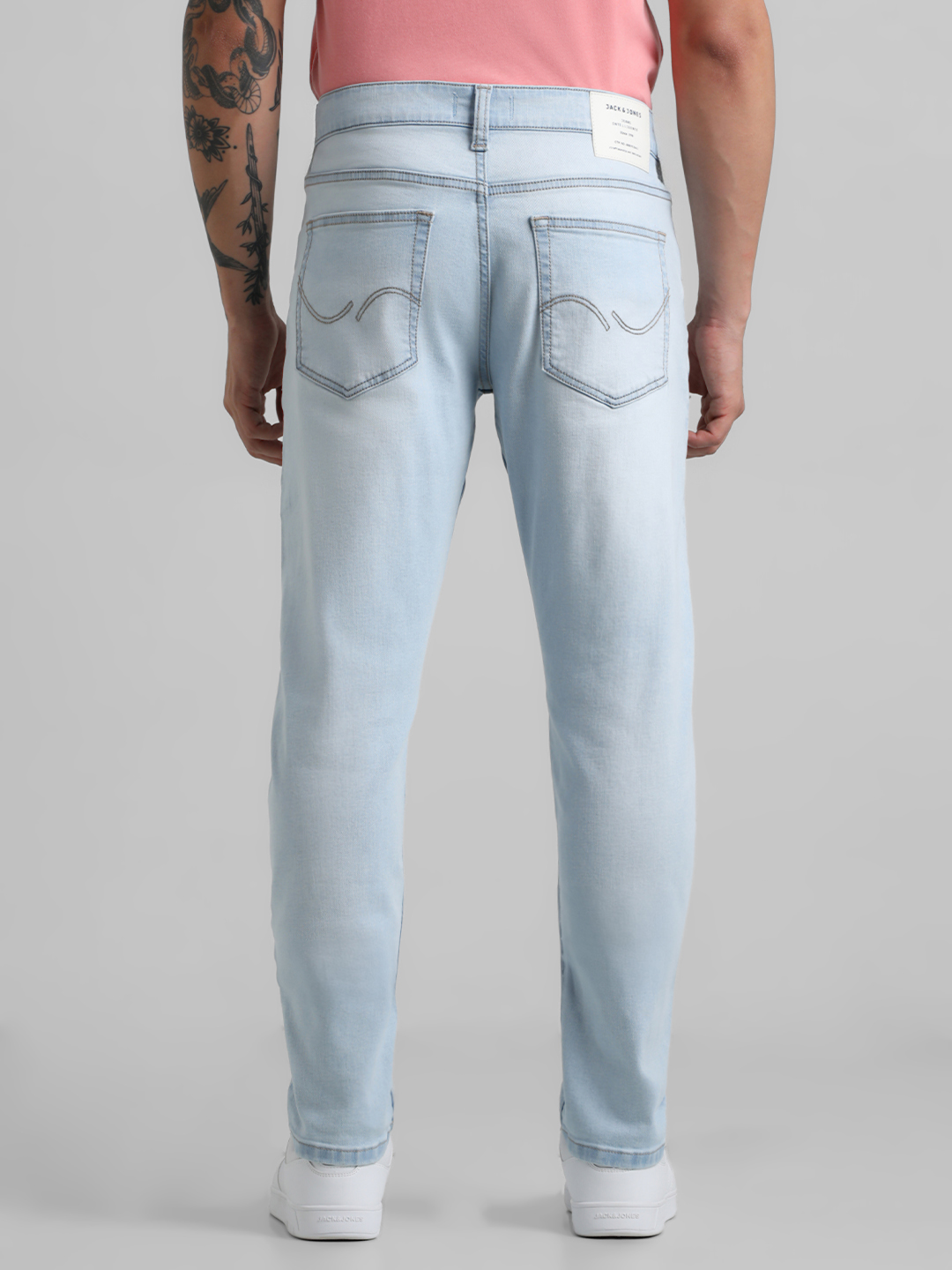 Jack & Jones Men Solid Light Blue Jeans