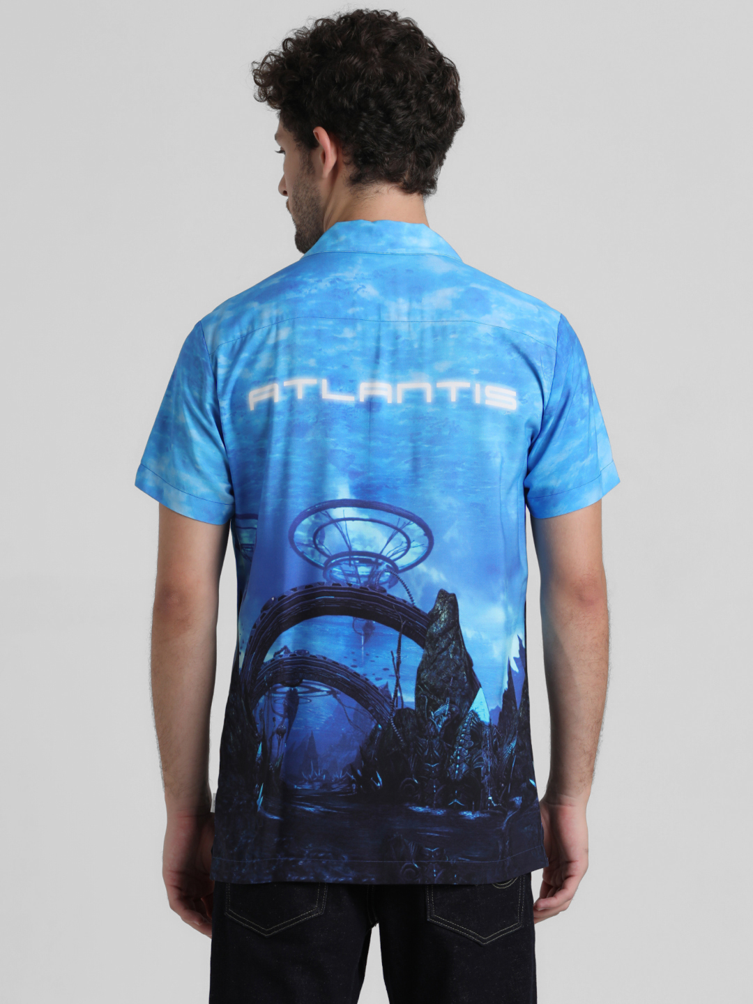 Jack & Jones Men Graphic Print Blue Shirt