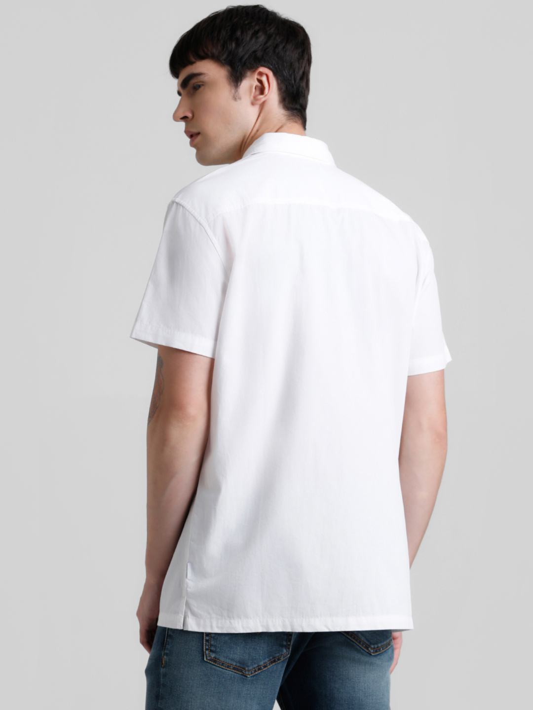 Jack & Jones Men Color Block White Shirt