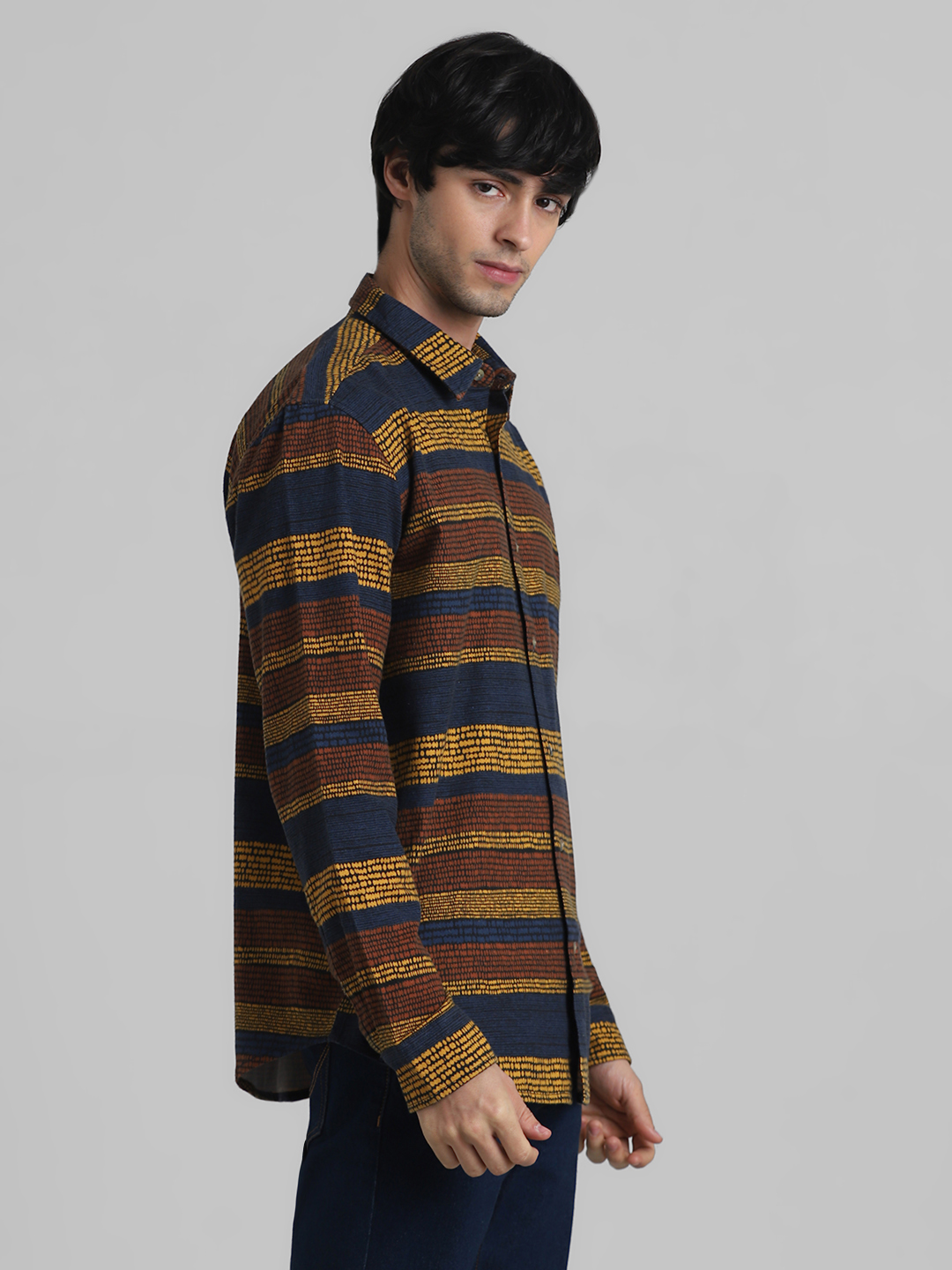 Jack & Jones Men Striped Navy Shirt