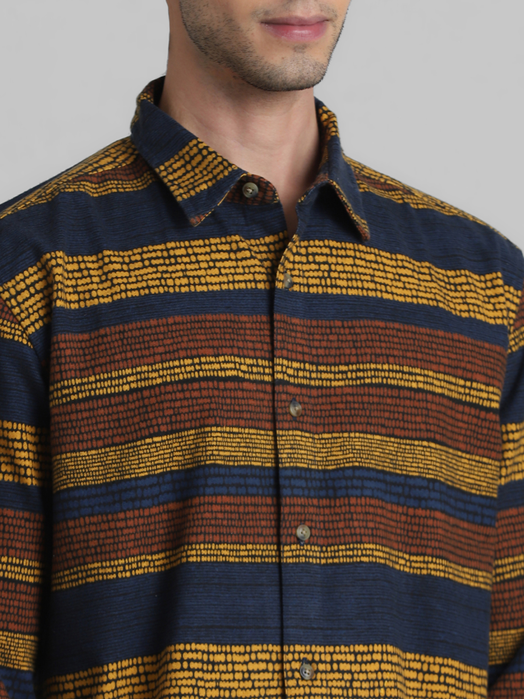 Jack & Jones Men Striped Navy Shirt