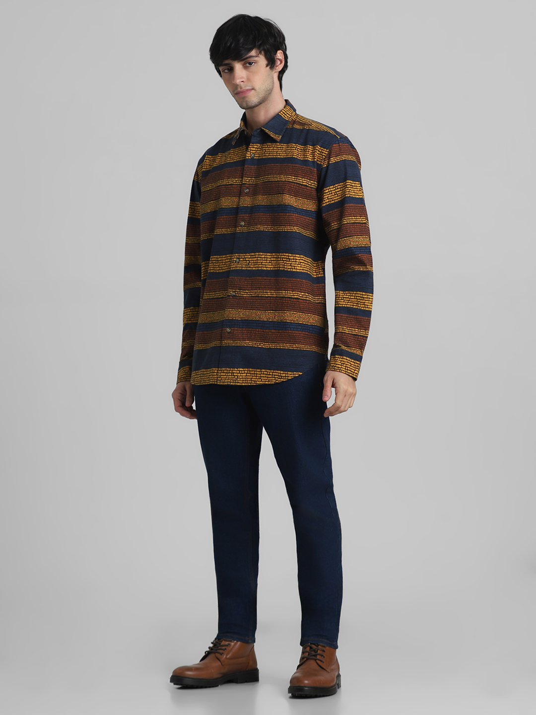 Jack & Jones Men Striped Navy Shirt