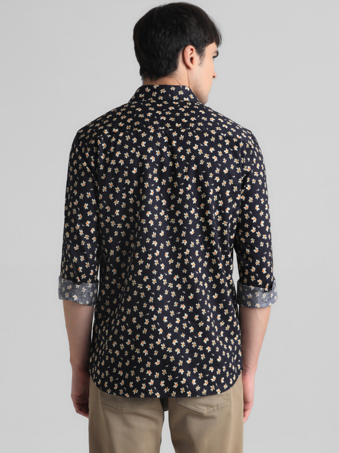 Jack & Jones Men Floral Print Black Shirt