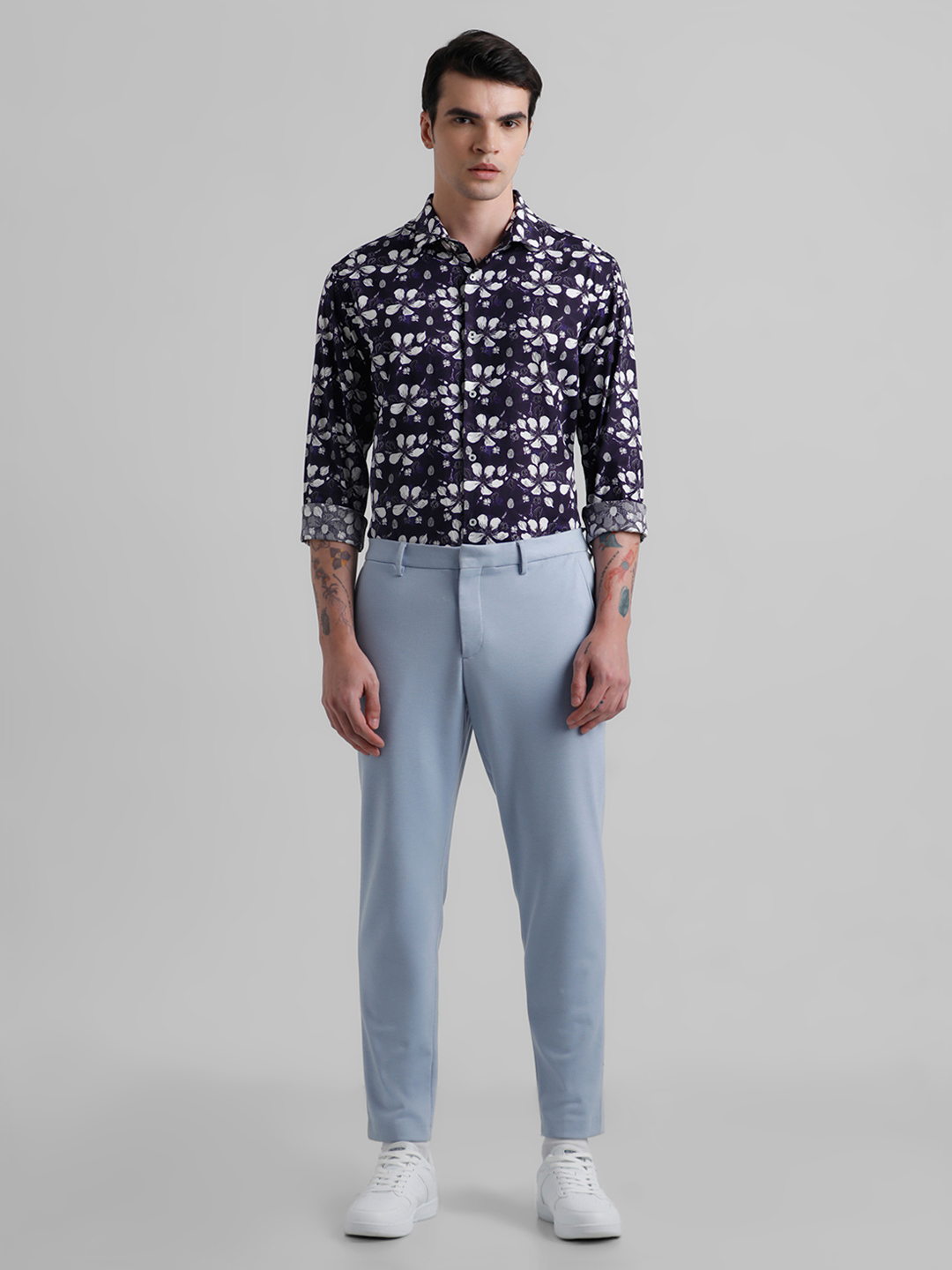 Jack & Jones Men Floral Print Purple Shirt